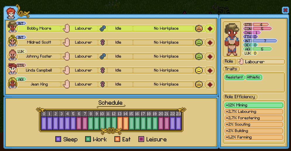 Villagers schedule