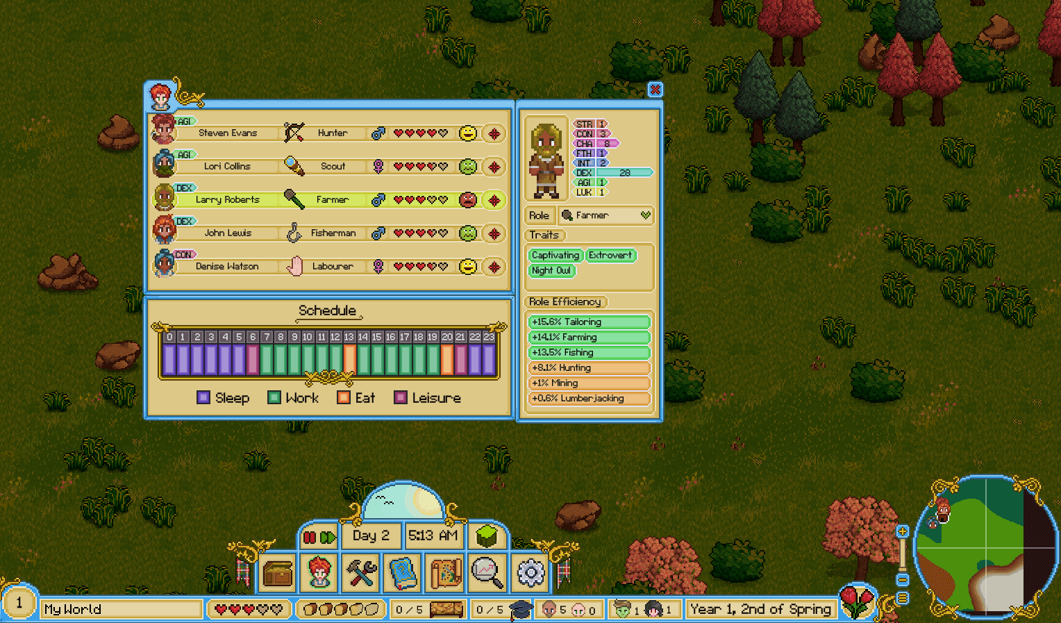 Screenshot of the Villager UI in Highland Hearth